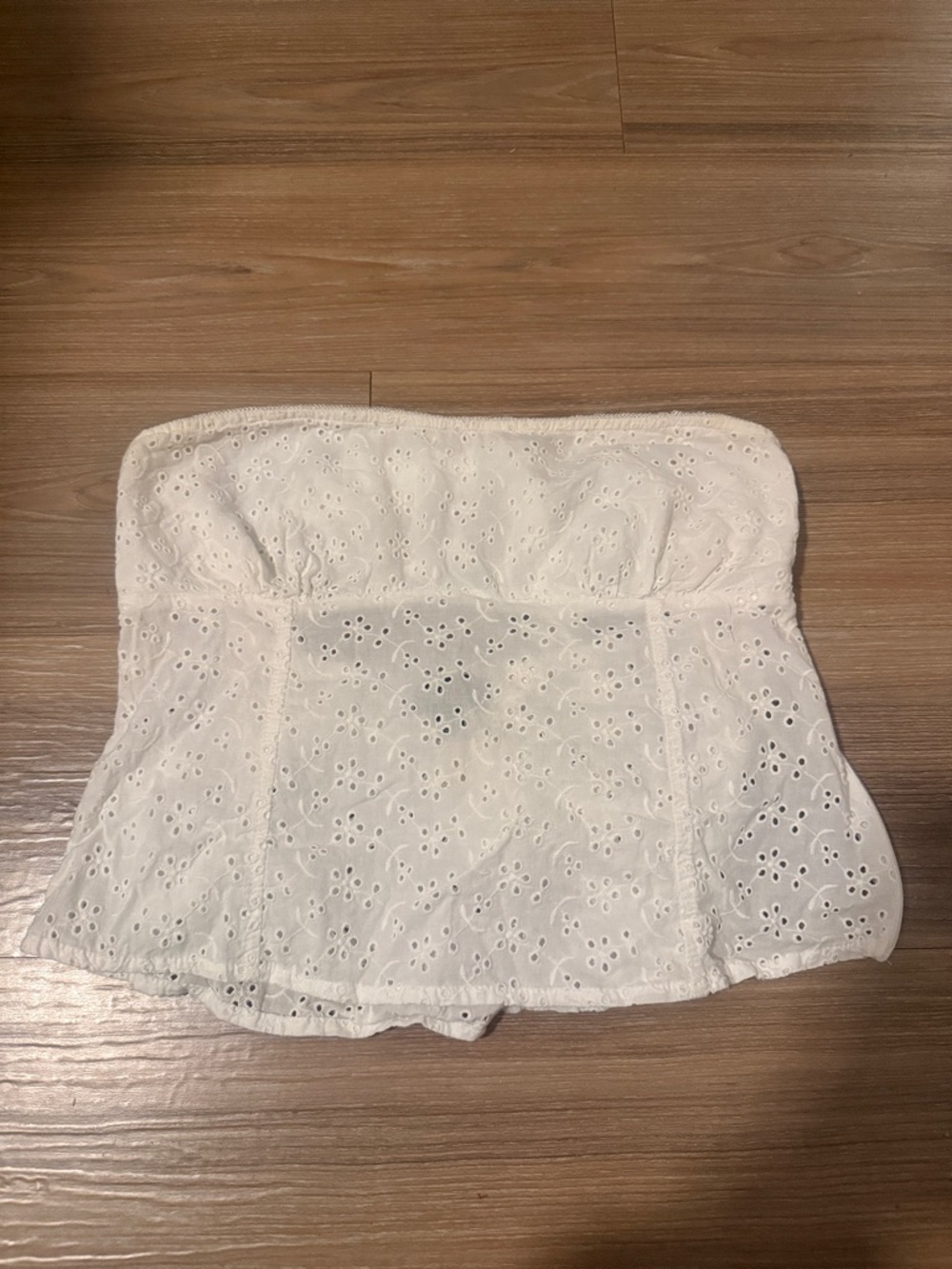 Pacsun White Eyelet Strapless Tie Back Peplum Tube Top BNWOT